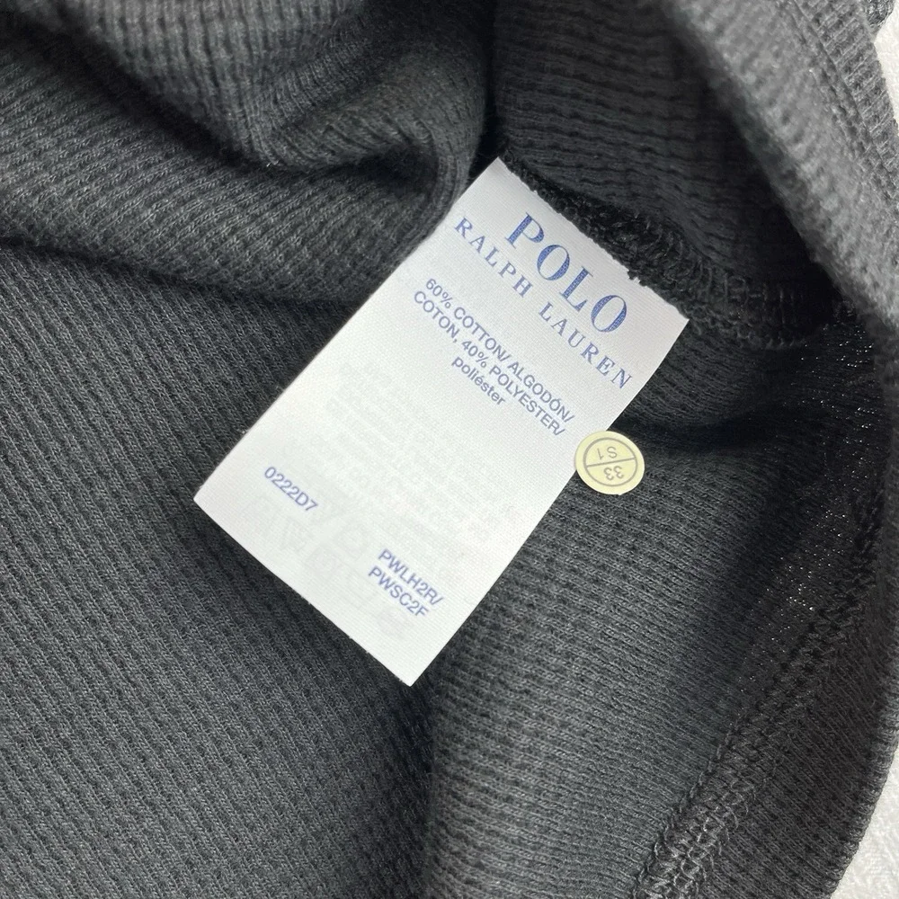 Polo Ralph Lauren Men's (L) waffle knit thermal‎ long sleeve polo black shirt